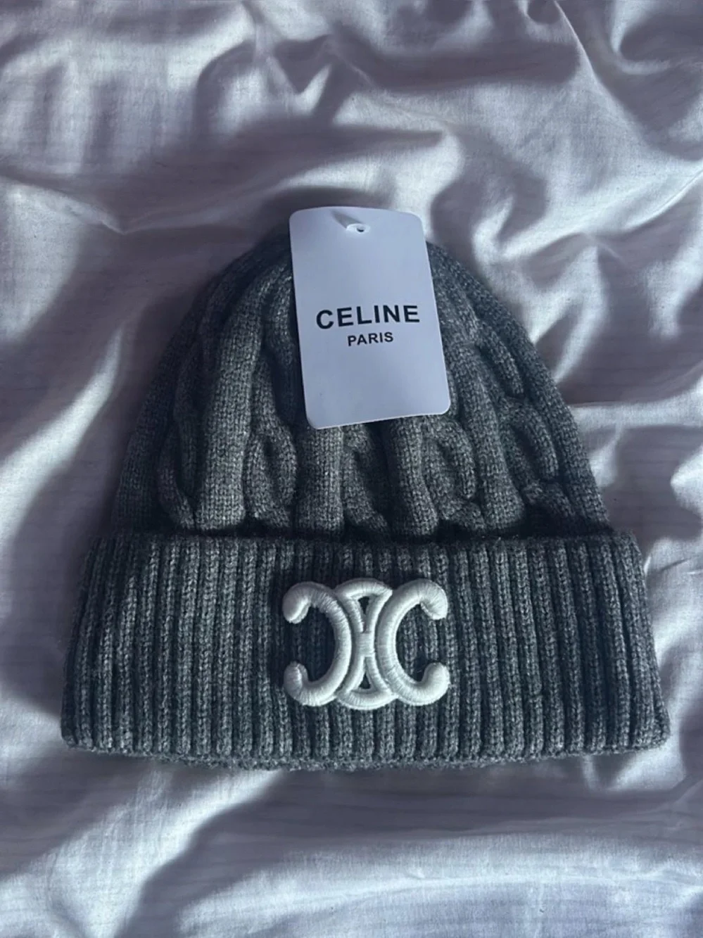 NWT Grey and white Celine beanie for autumn and winter